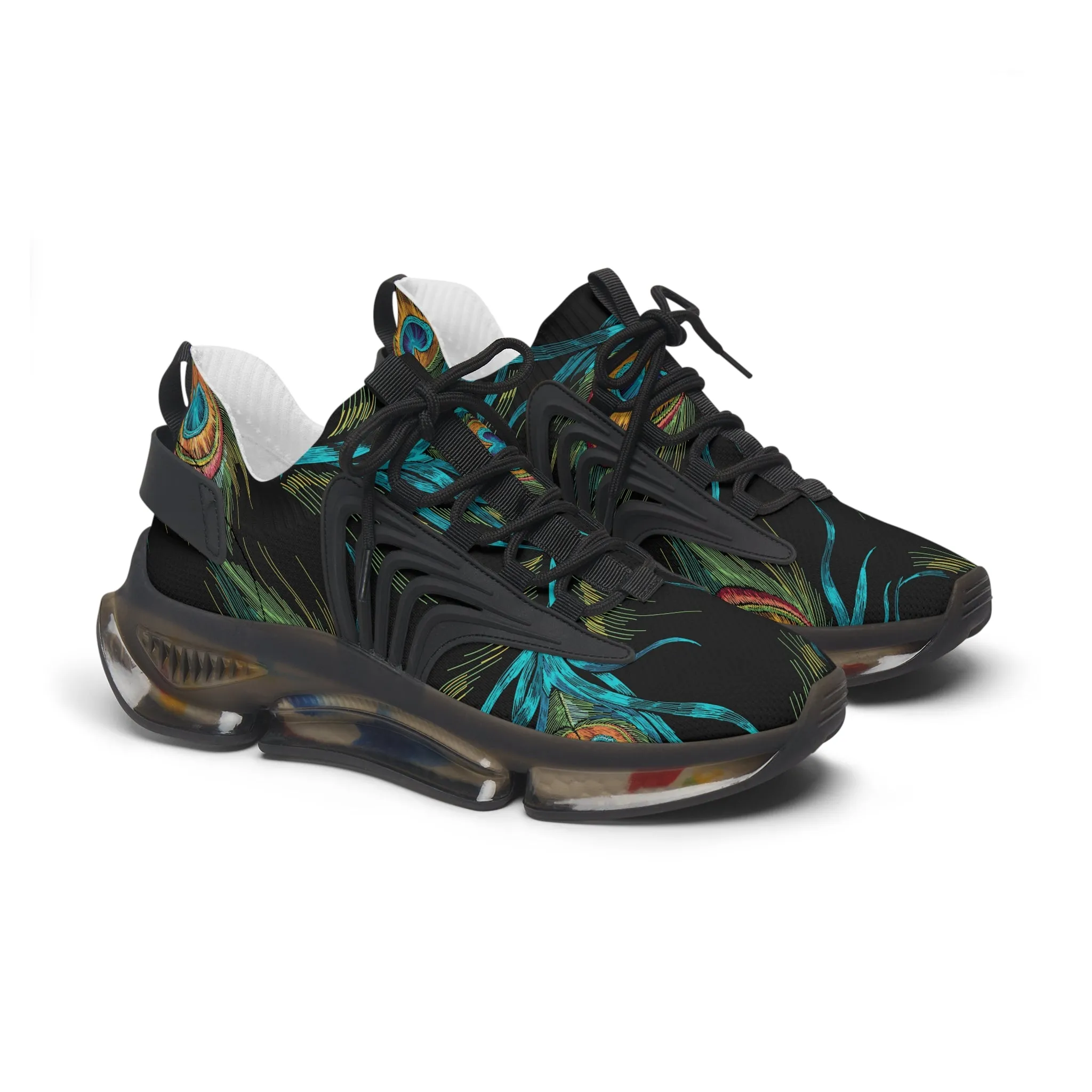 Colored Peacock Feathers Women's Mesh Sneakers