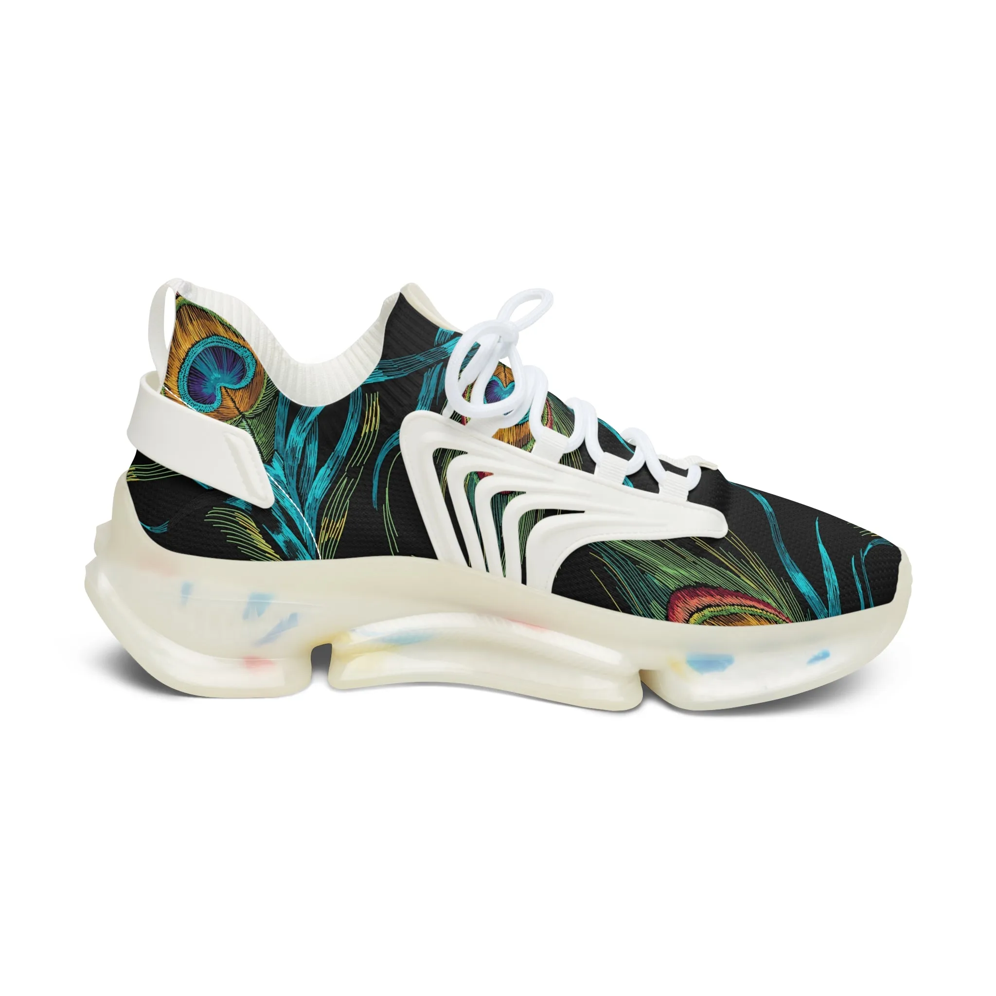 Colored Peacock Feathers Women's Mesh Sneakers