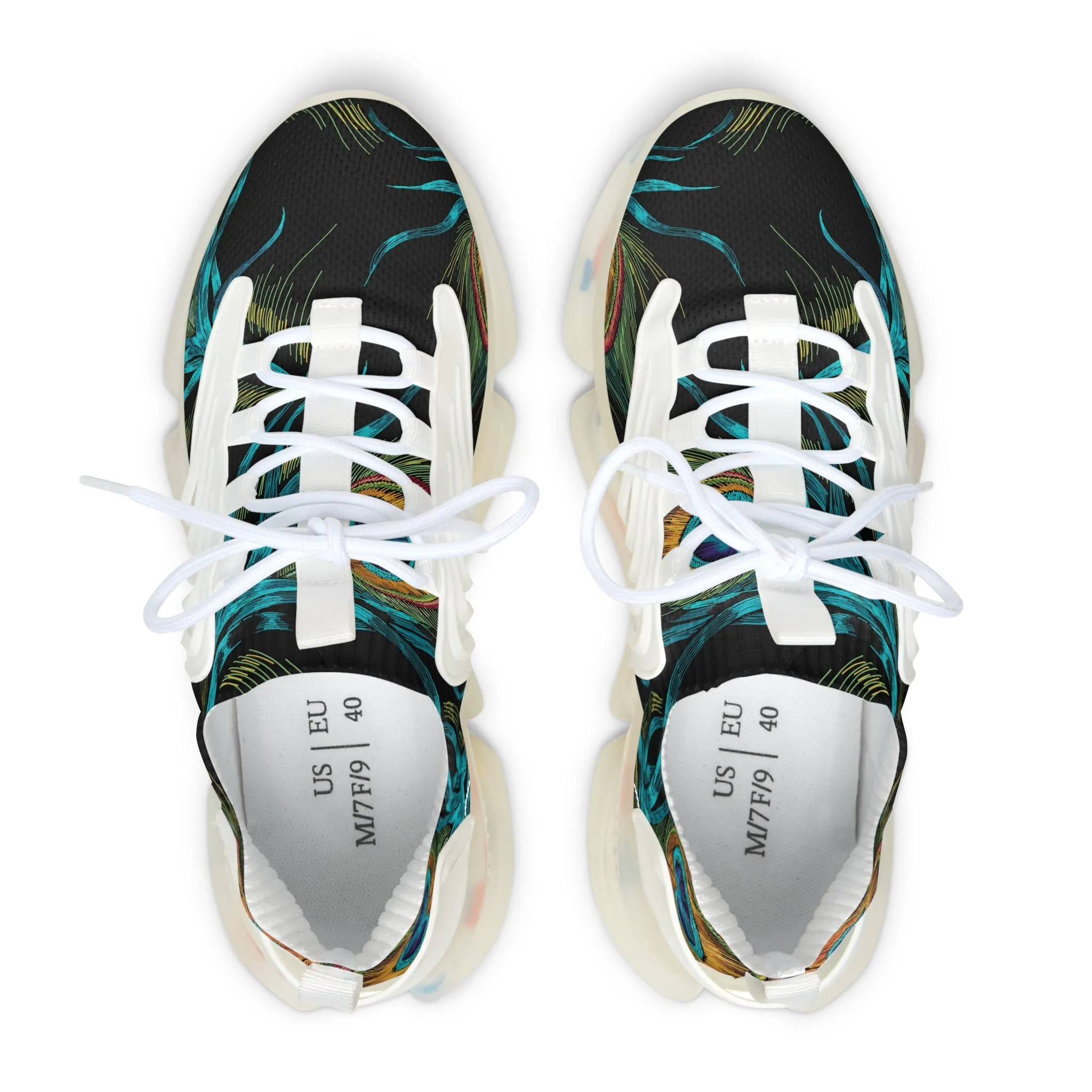 Colored Peacock Feathers Women's Mesh Sneakers
