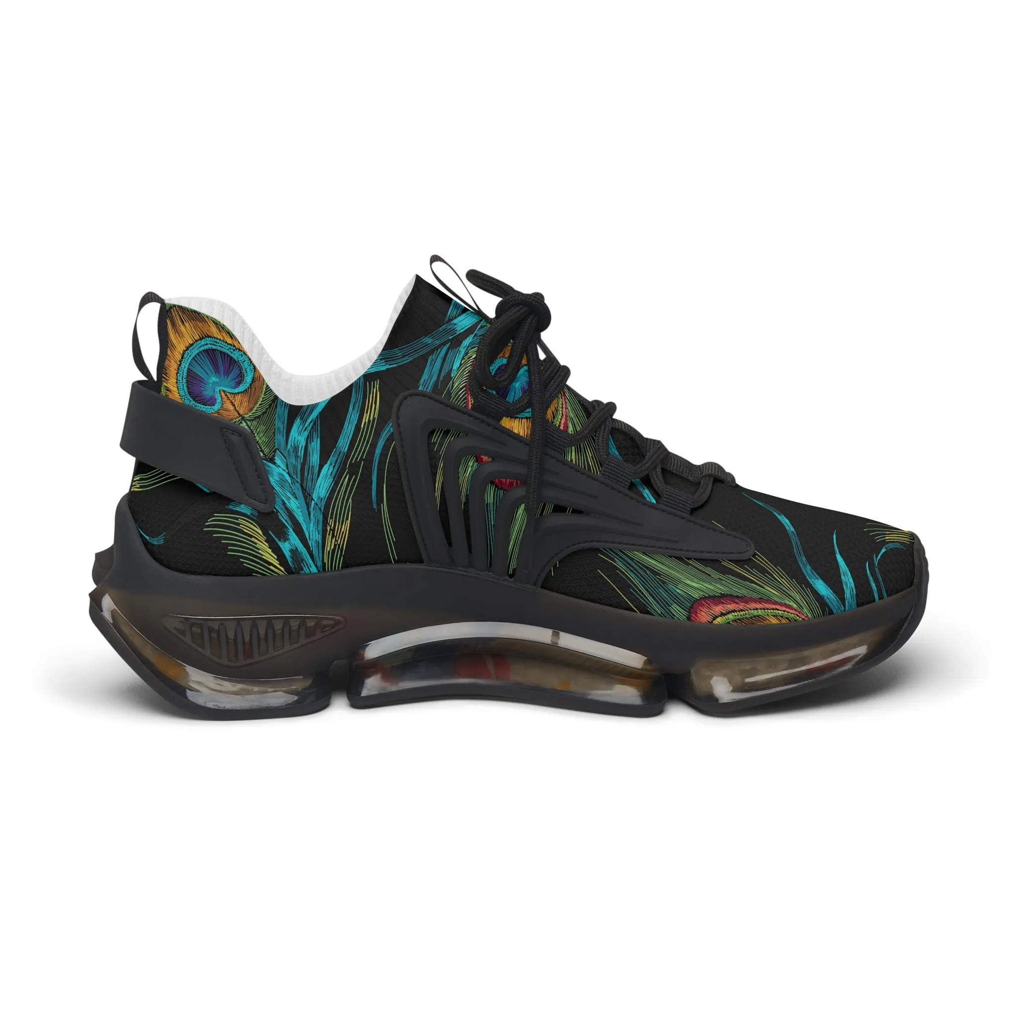 Colored Peacock Feathers Women's Mesh Sneakers