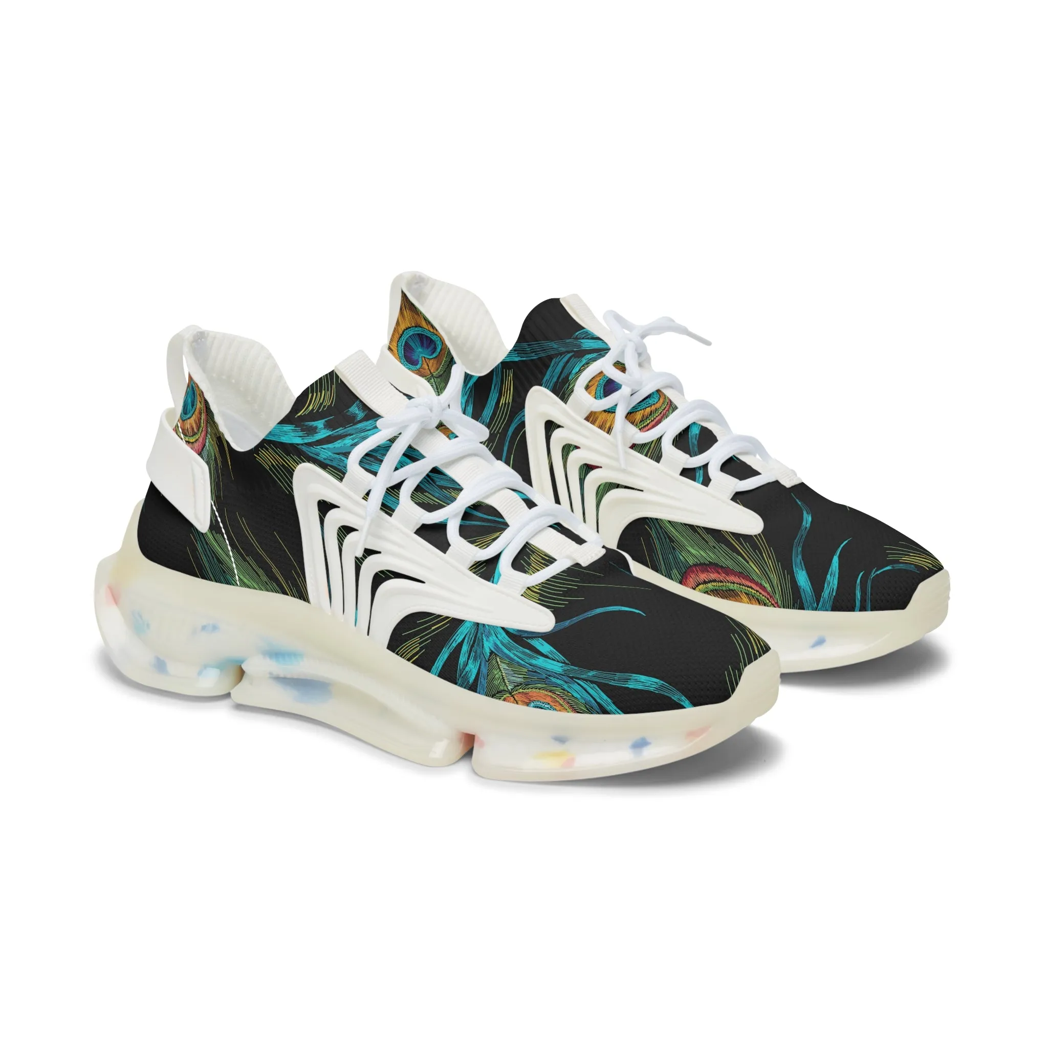 Colored Peacock Feathers Women's Mesh Sneakers