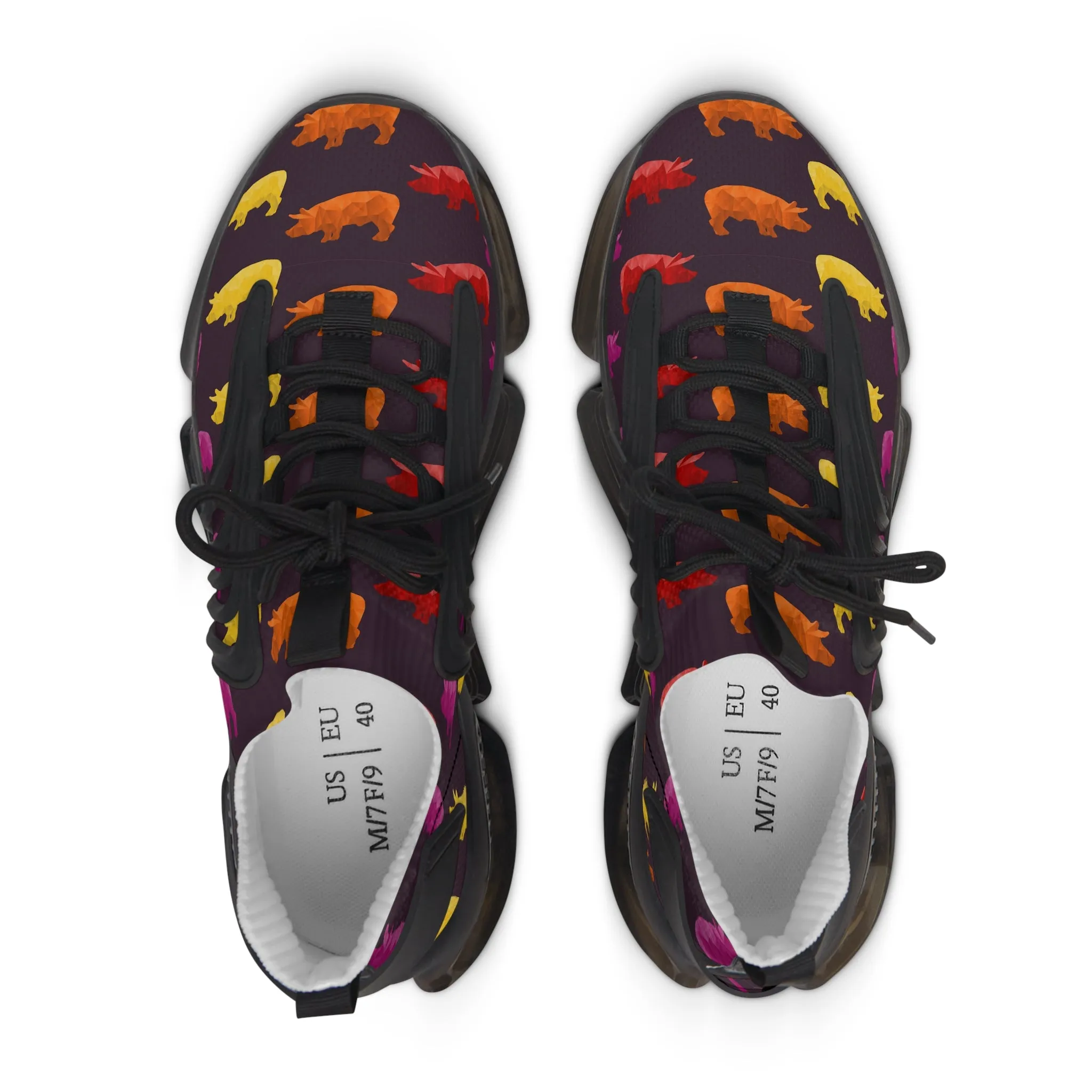 Colored Triangular Pigs Women's Mesh Sneakers