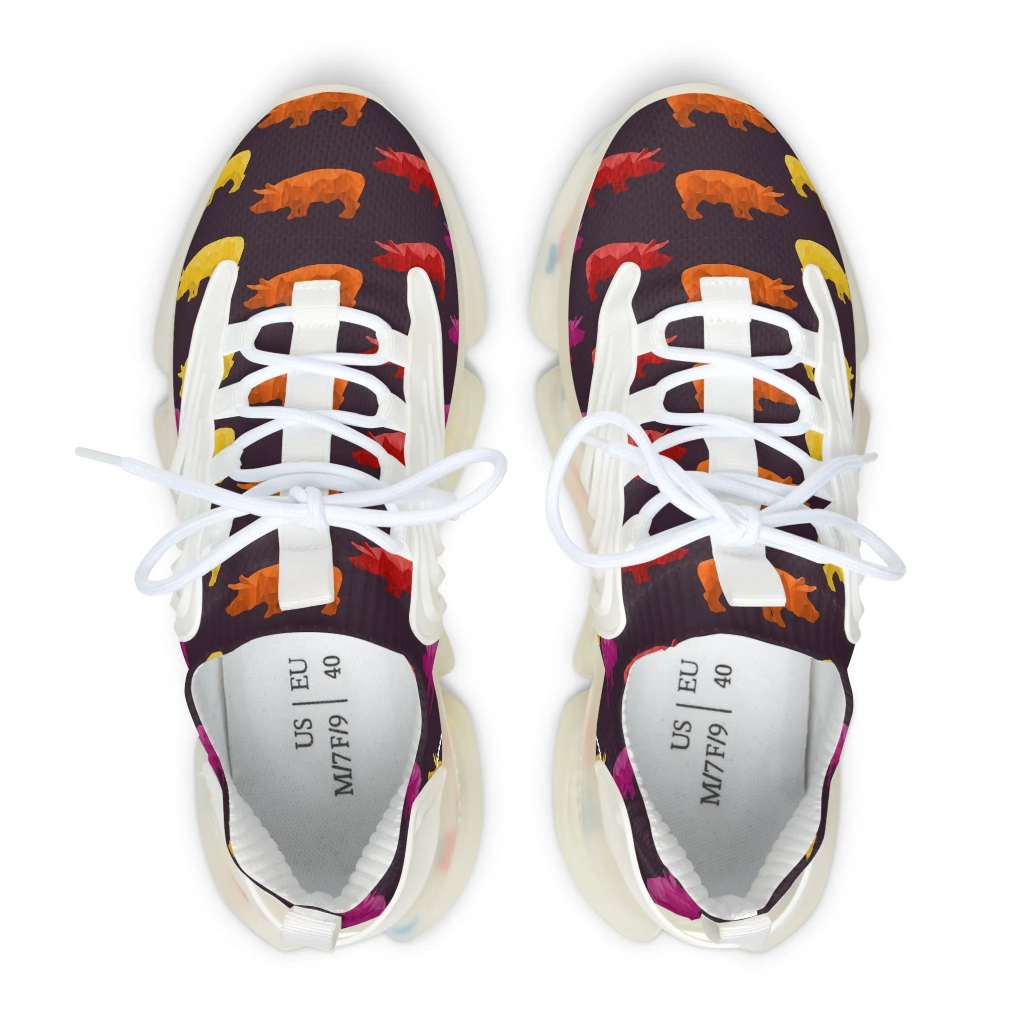 Colored Triangular Pigs Women's Mesh Sneakers