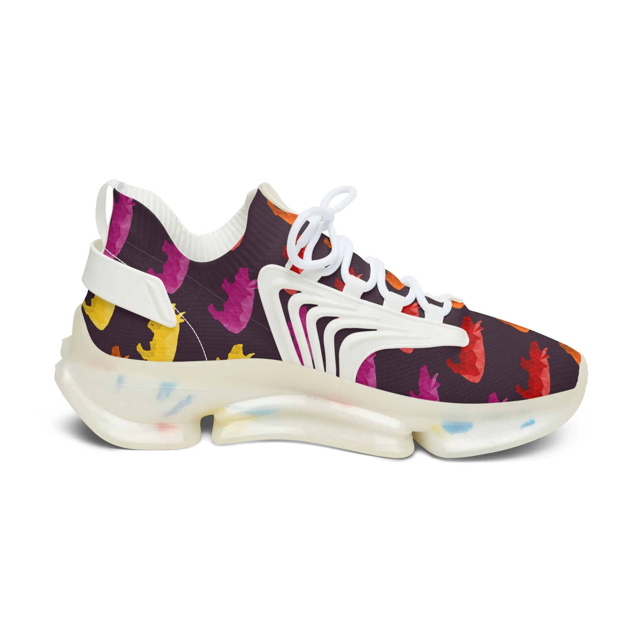Colored Triangular Pigs Women's Mesh Sneakers