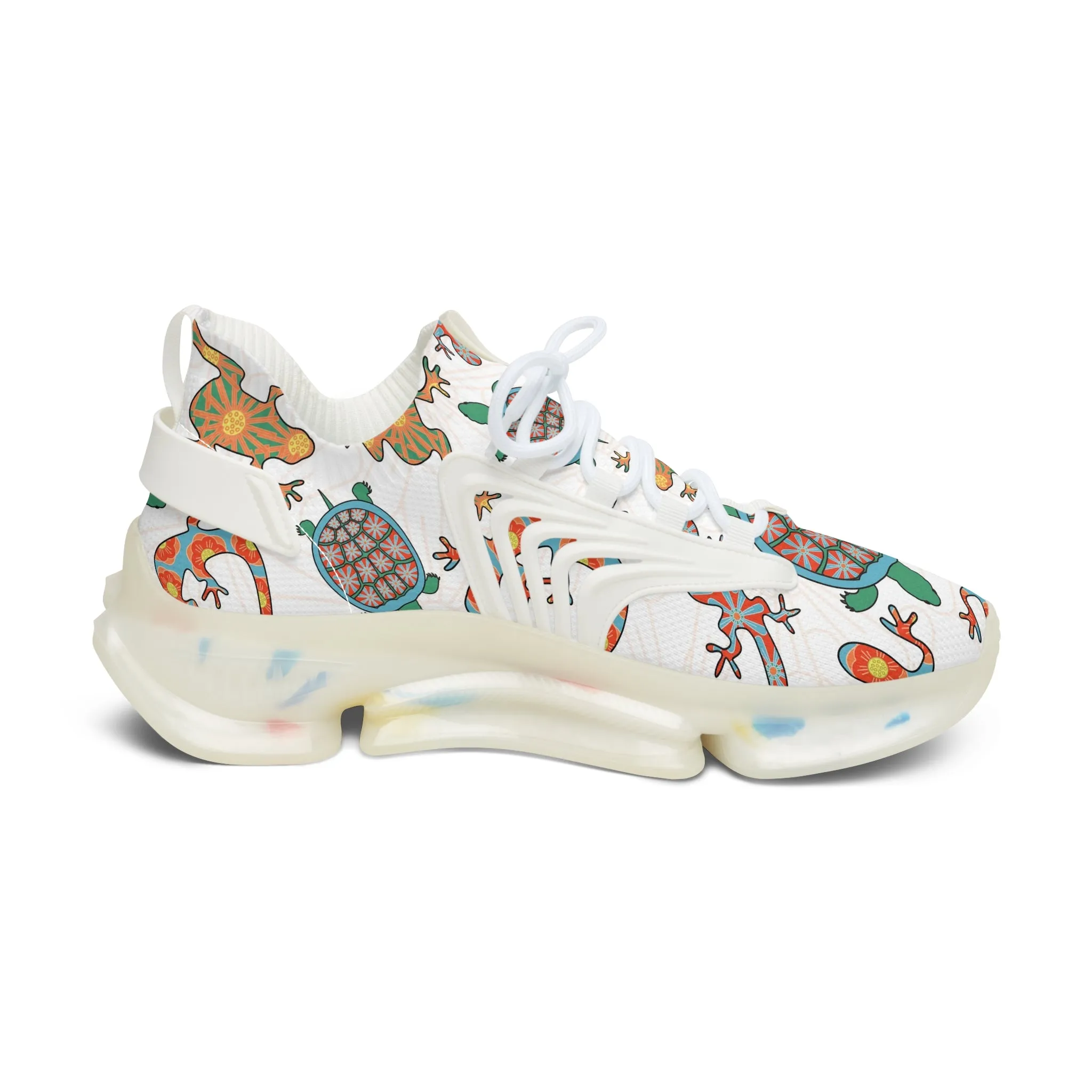 Colorful Frog and Turtle Women's Mesh Sneakers