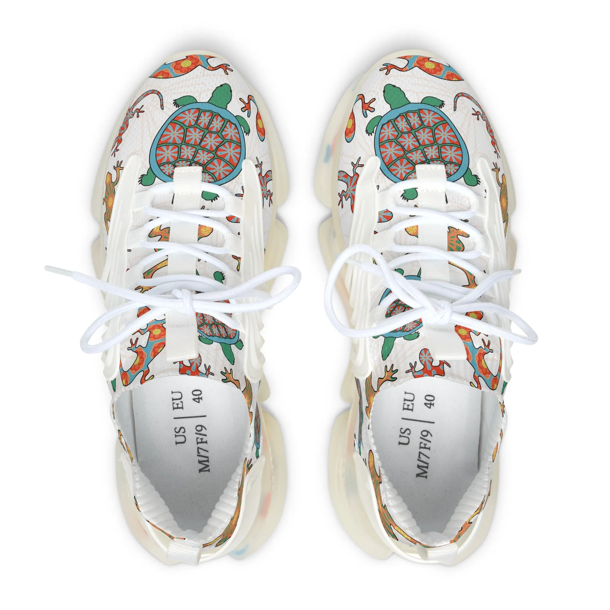 Colorful Frog and Turtle Women's Mesh Sneakers