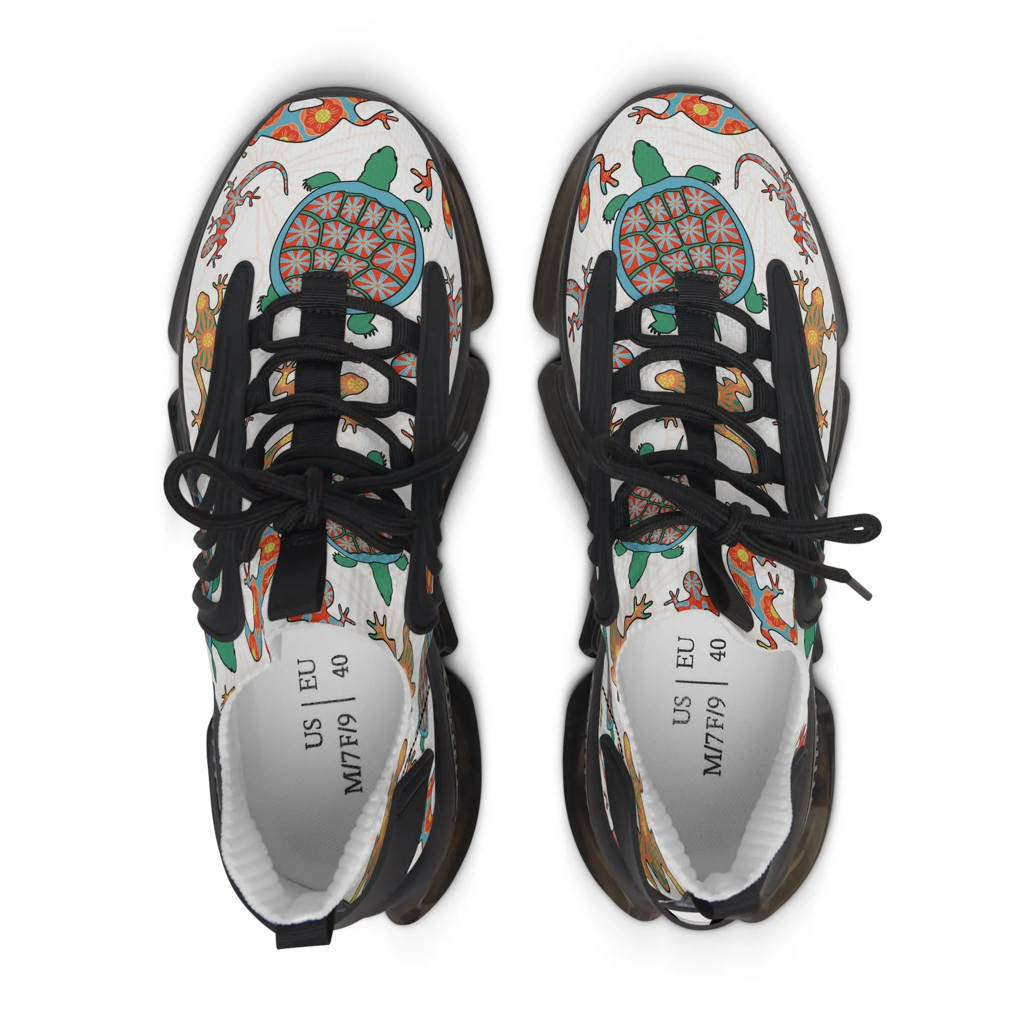 Colorful Frog and Turtle Women's Mesh Sneakers