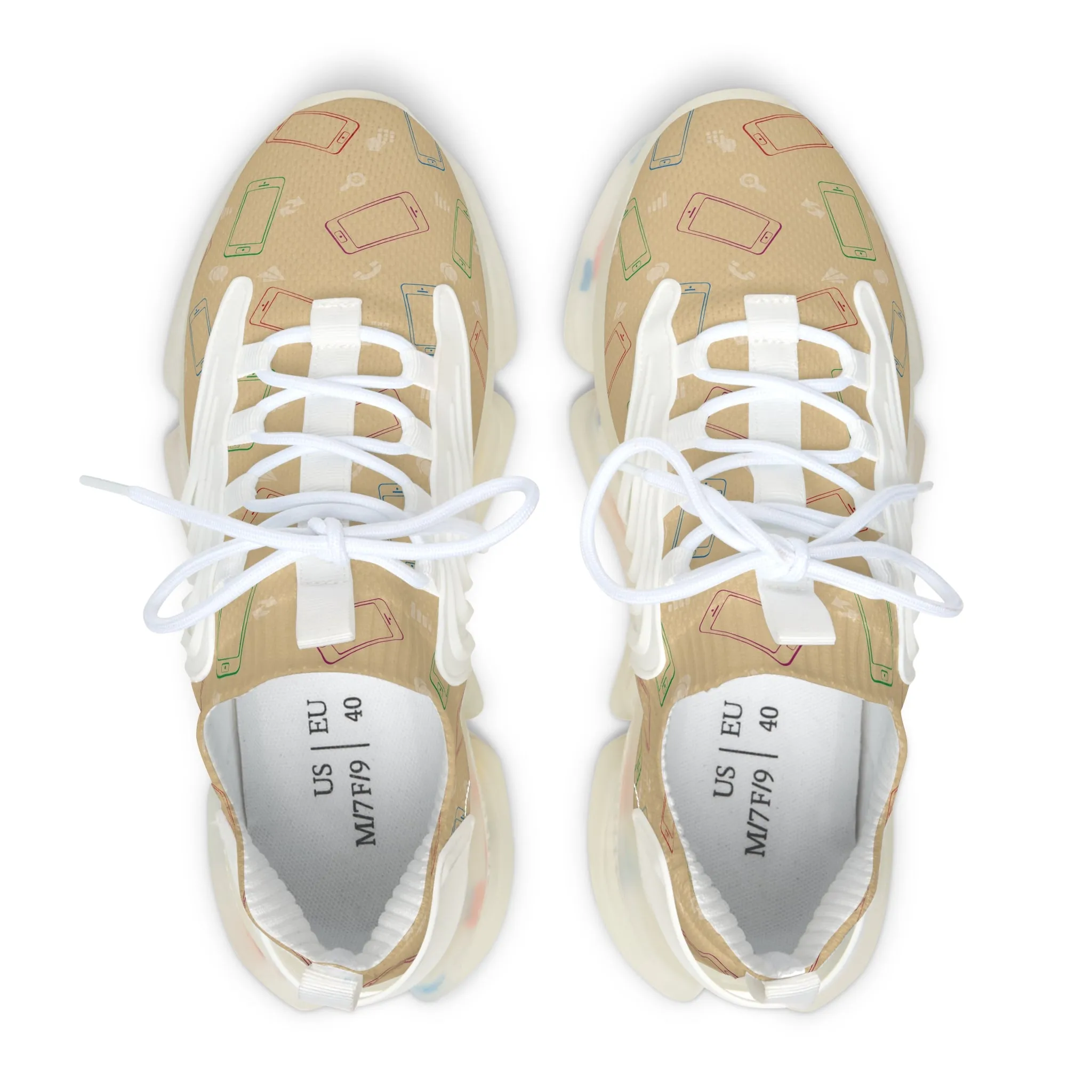 Colorful Mobile Phones Women's Mesh Sneakers