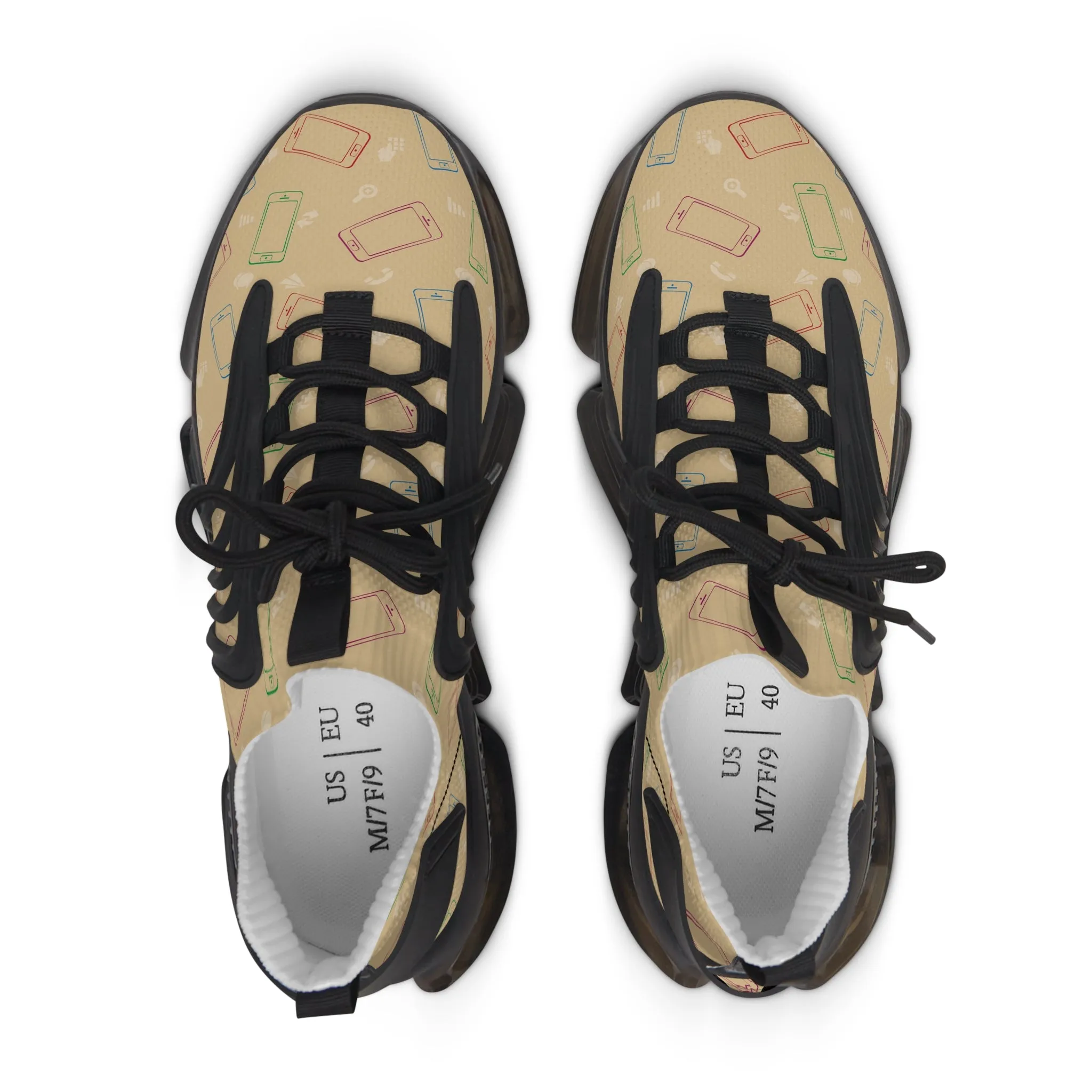 Colorful Mobile Phones Women's Mesh Sneakers