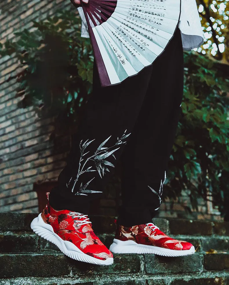 Crane Embroidery Brocade Traditional Chinese Style Sports Shoes Sneaker