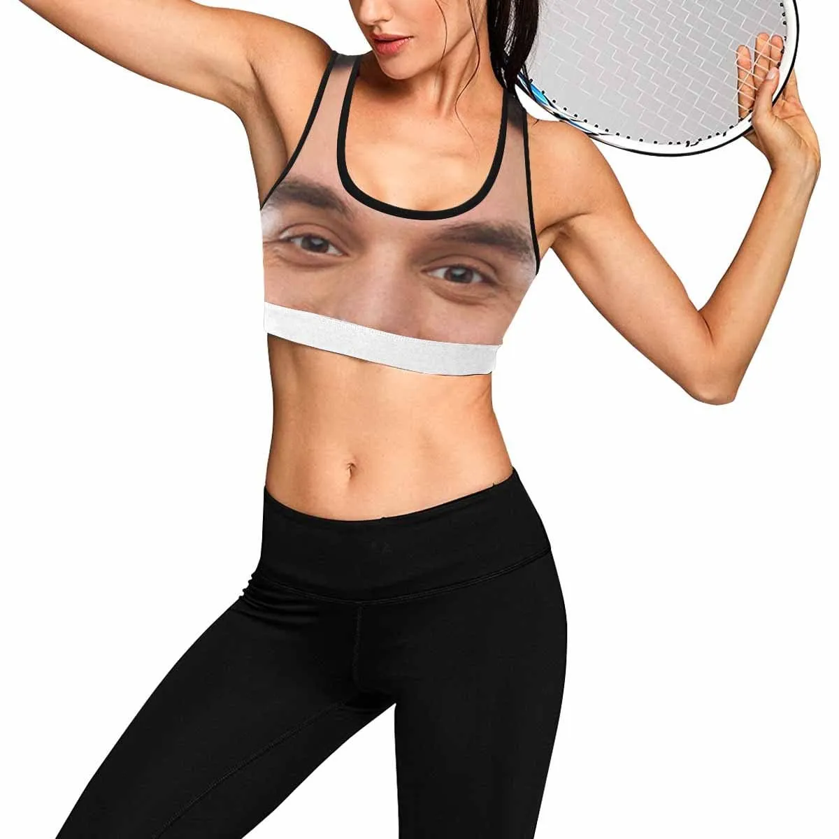 Custom Husband Face Fully Sports Bra Personalized Women's All Over Print Yoga Sports Bra