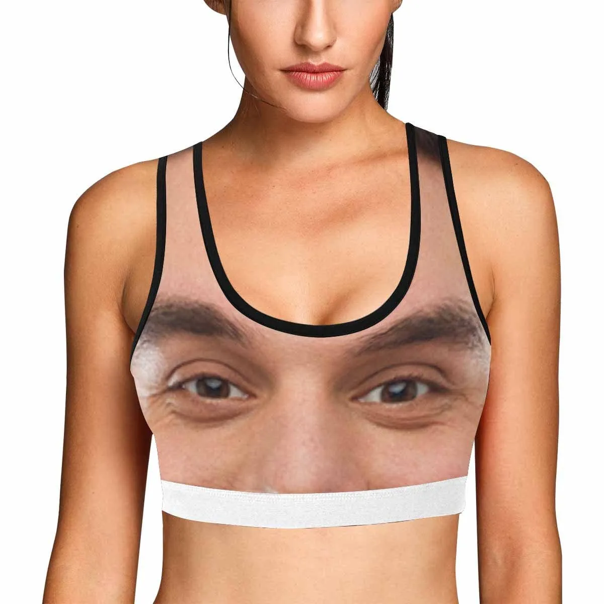 Custom Husband Face Fully Sports Bra Personalized Women's All Over Print Yoga Sports Bra