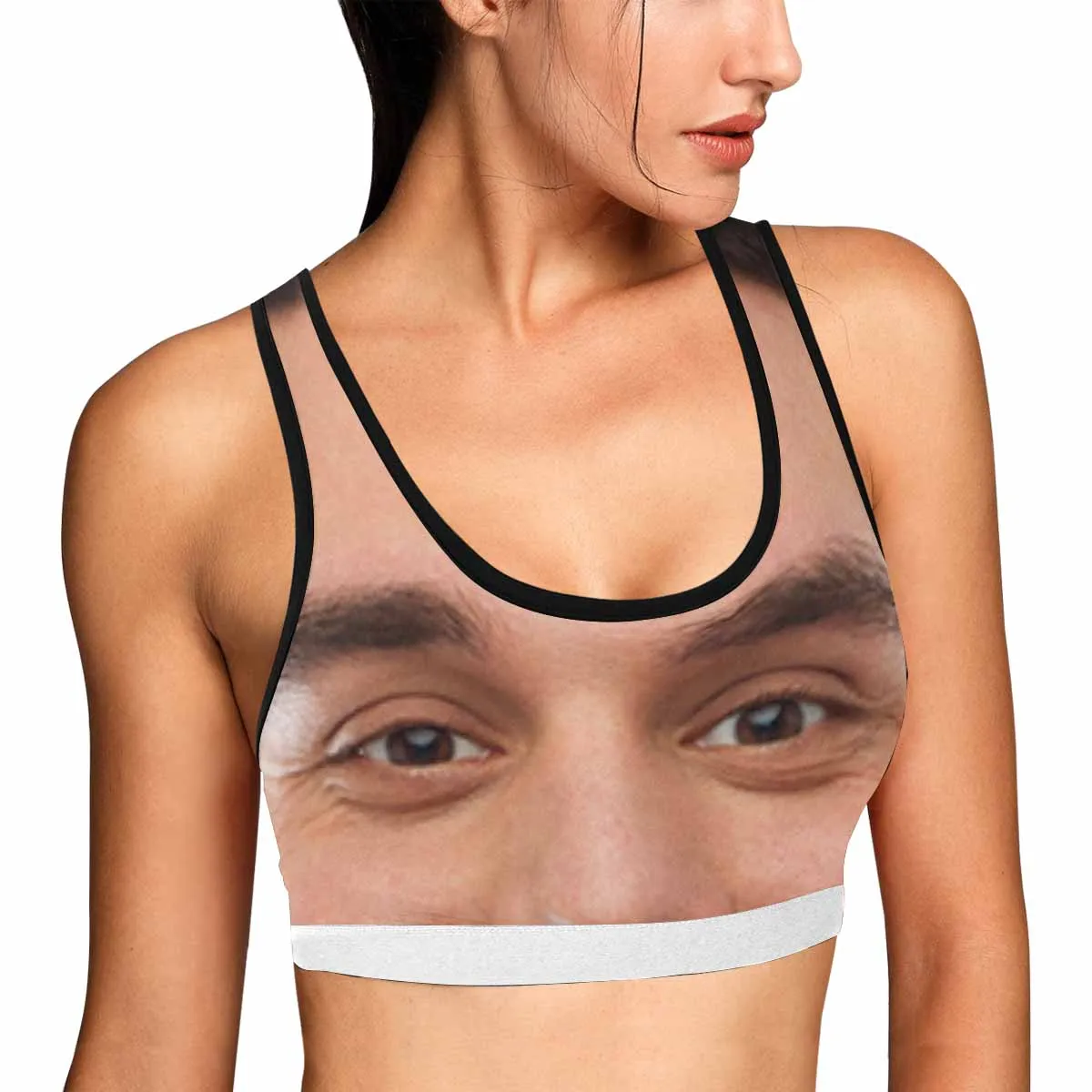 Custom Husband Face Fully Sports Bra Personalized Women's All Over Print Yoga Sports Bra