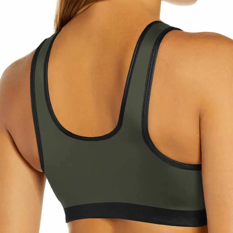Custom Logo Dark Grey Background Sports Bra Personalized Women's All Over Print Yoga Sports Bra
