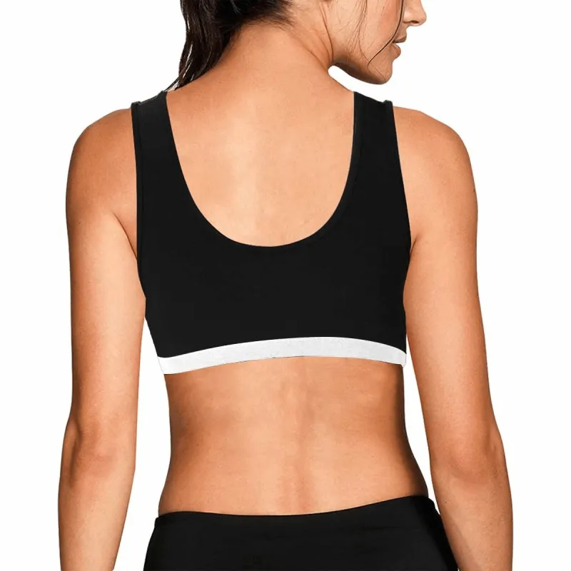 Custom Name Black Background Sports Bra Personalized Women's All Over Print Yoga Sports Bra