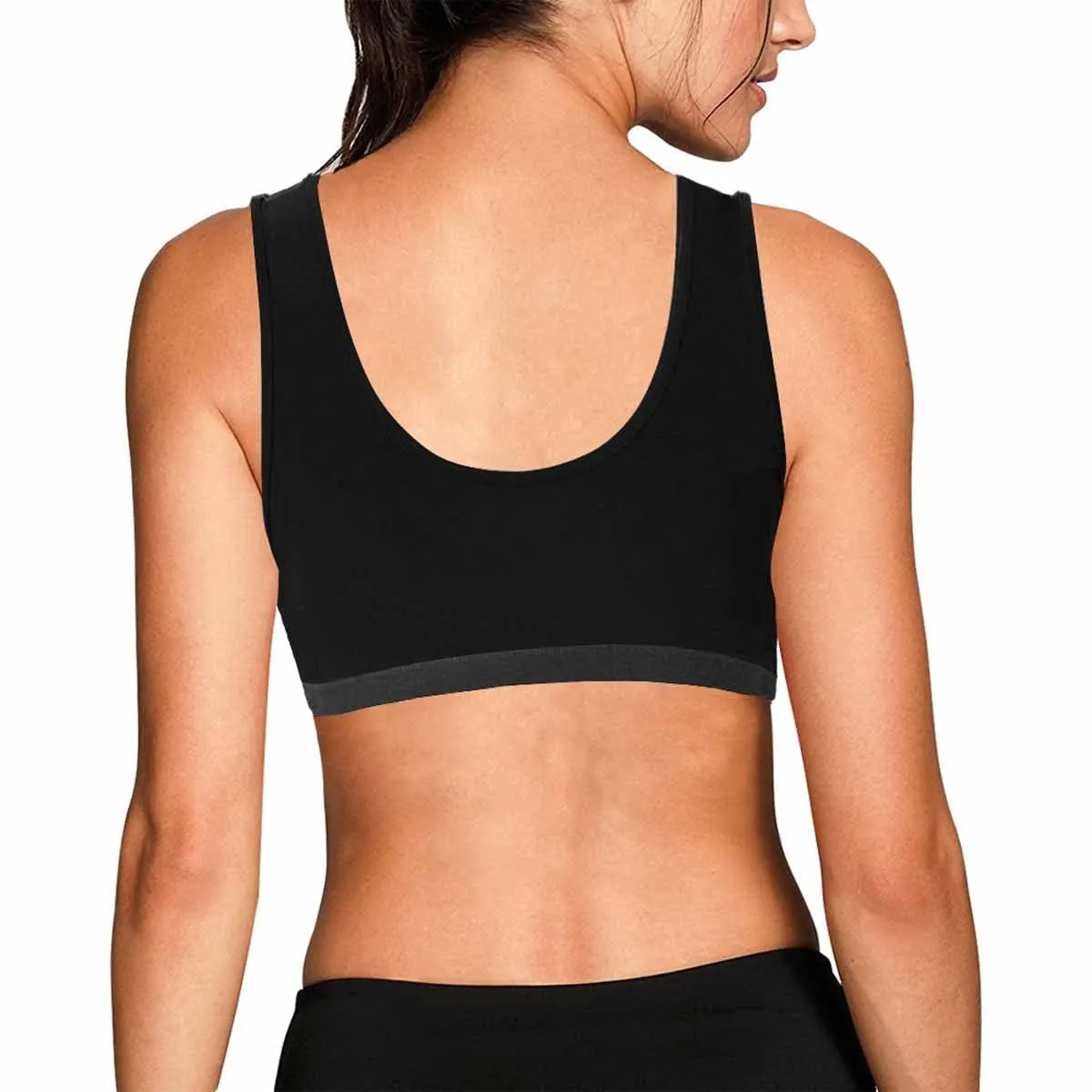 Custom Name Black Background Sports Bra Personalized Women's All Over Print Yoga Sports Bra