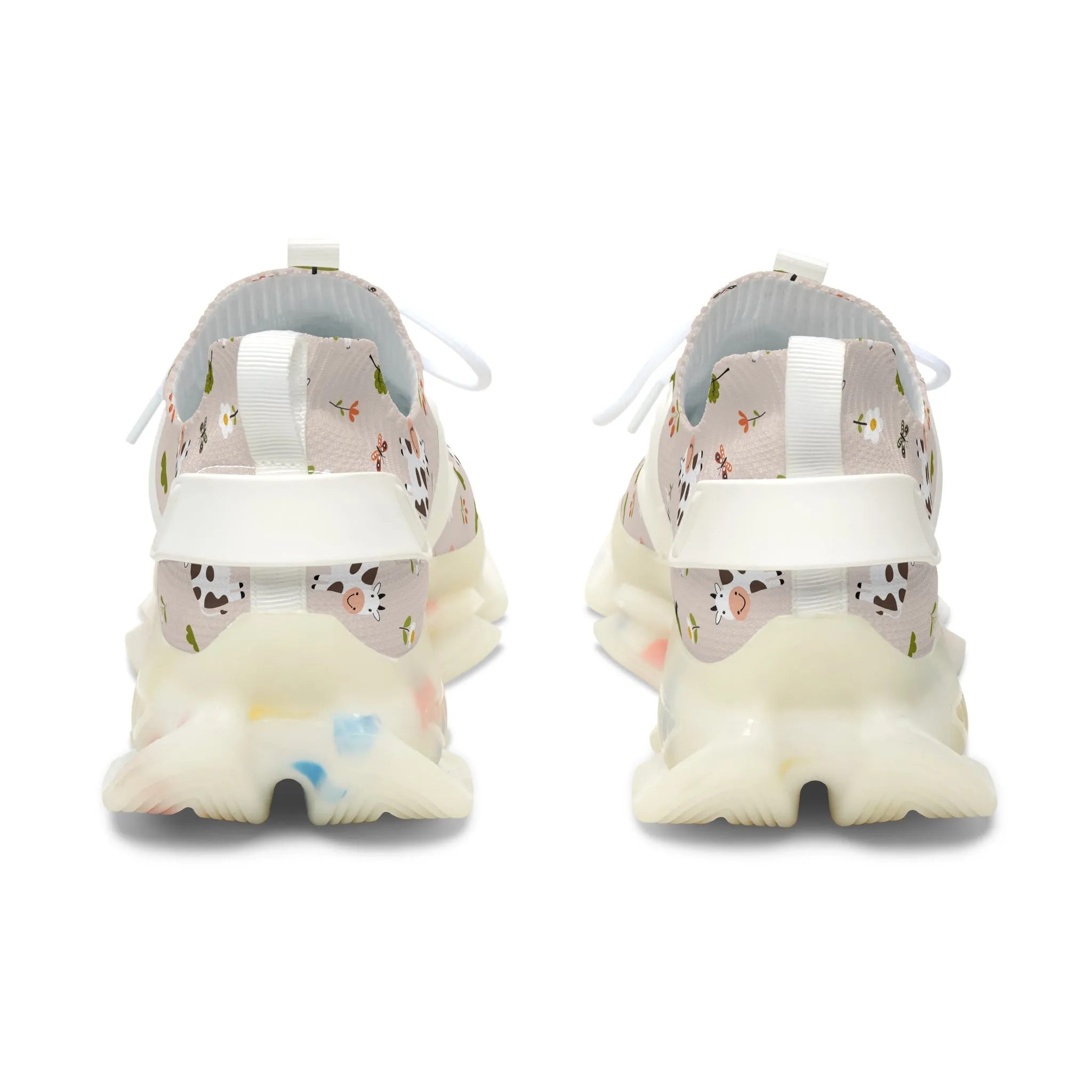 Cute Cow and Flowers Women's Mesh Sneakers