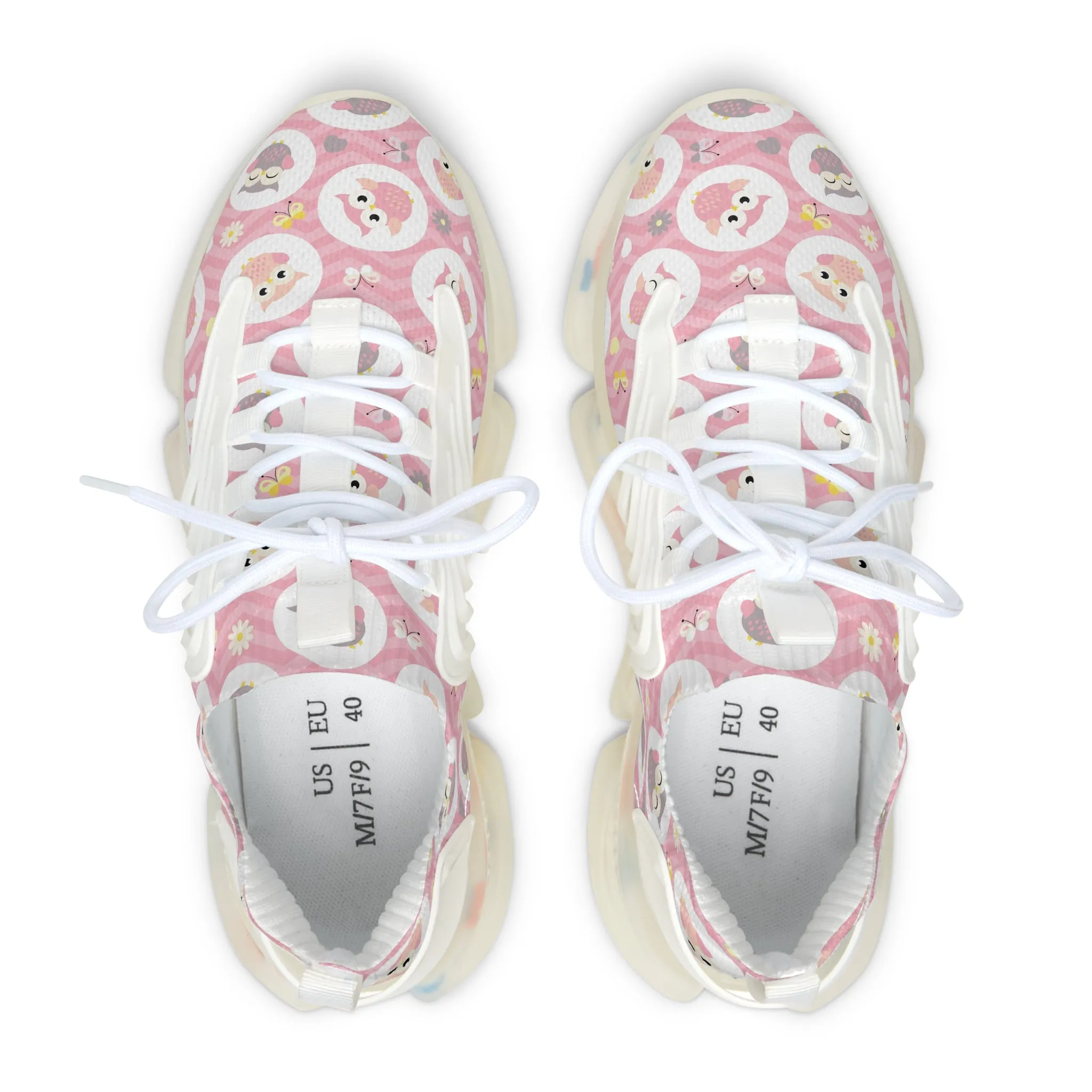 Cute Pink Owls Women's Mesh Sneakers