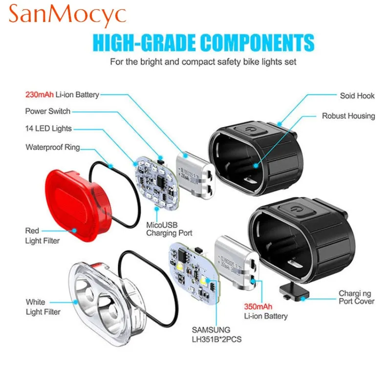 Cycling Bicycle Front Rear Light Set