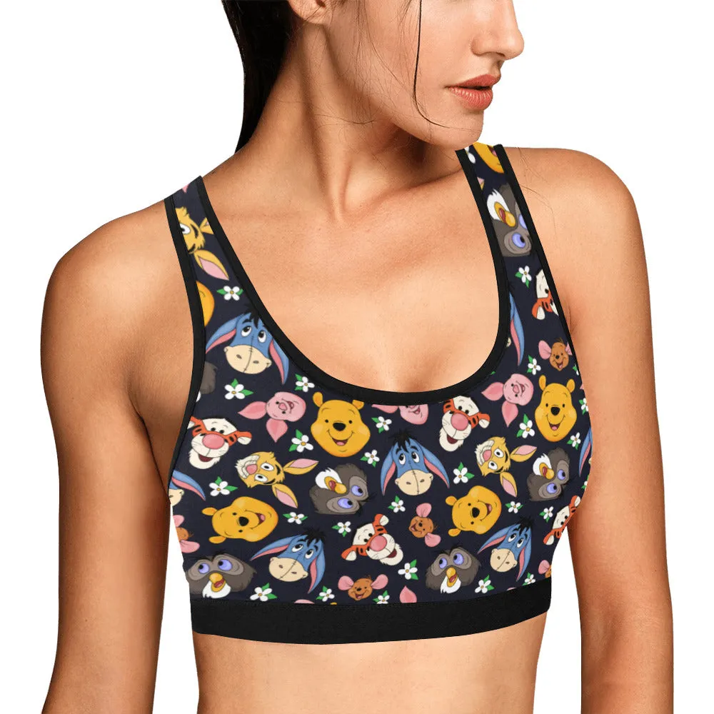 Disney Winnie The Pooh Hundred Acre Wood Friends Women's Sports Bra