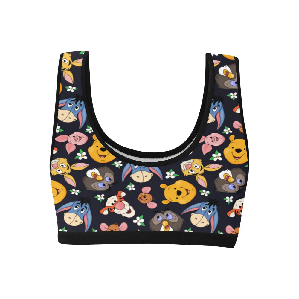 Disney Winnie The Pooh Hundred Acre Wood Friends Women's Sports Bra
