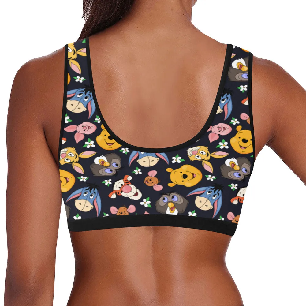 Disney Winnie The Pooh Hundred Acre Wood Friends Women's Sports Bra