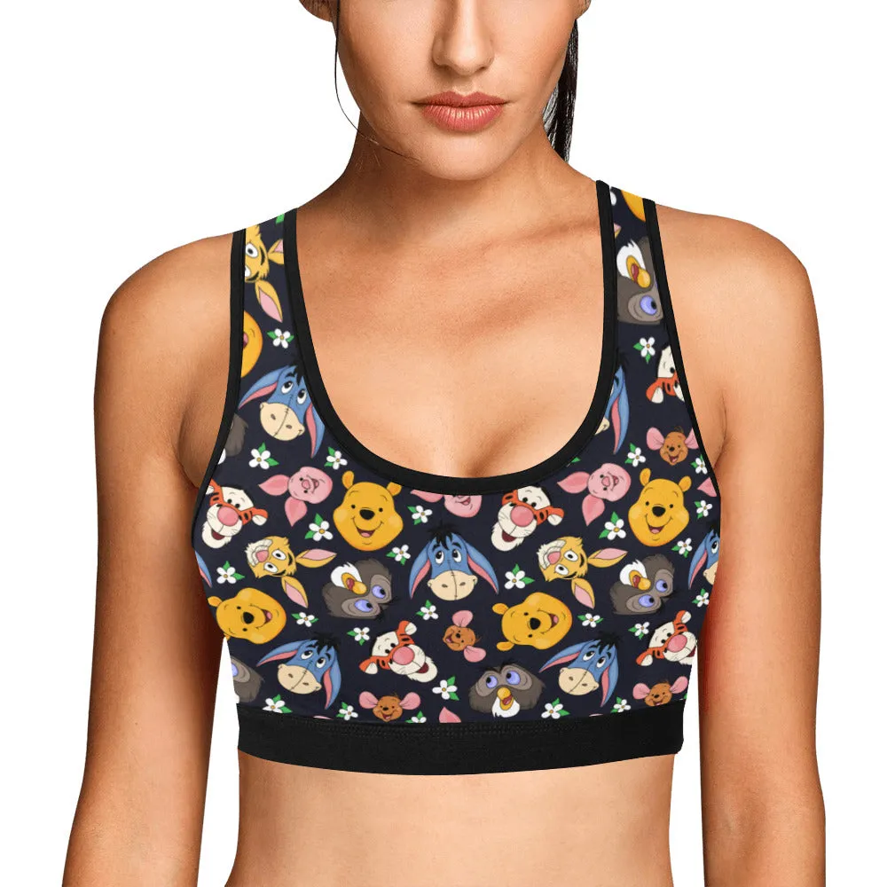 Disney Winnie The Pooh Hundred Acre Wood Friends Women's Sports Bra