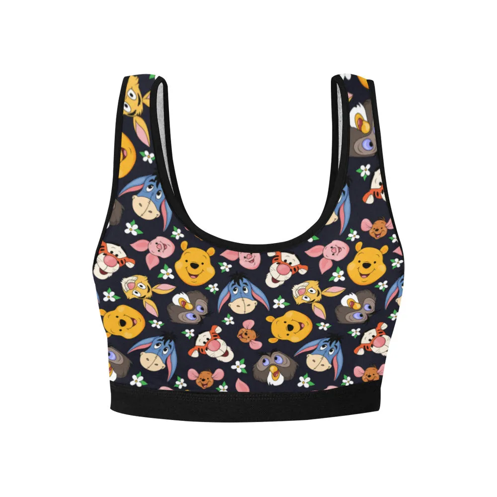 Disney Winnie The Pooh Hundred Acre Wood Friends Women's Sports Bra