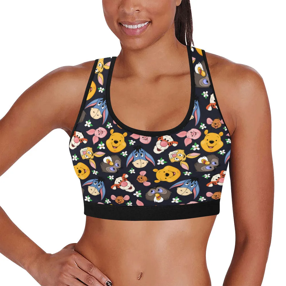 Disney Winnie The Pooh Hundred Acre Wood Friends Women's Sports Bra
