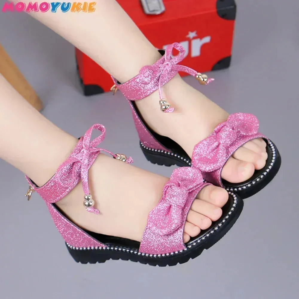 Fashion Princess Summer Cute Girl Sandals Temperament Baby Flower Lace Bow Sandal Girl Shoes Children's Shoes Children Girls
