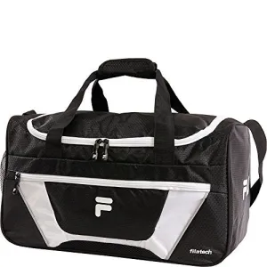 Fila Cannon 3 Small Duffel Sports Gym Bag, Black/White, One Size