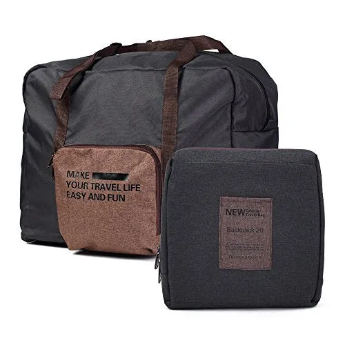 Foldable Lightweight Nylon Duffel Luggage Bag Tote For Travel Gym 4 Colors (Steel Grey)