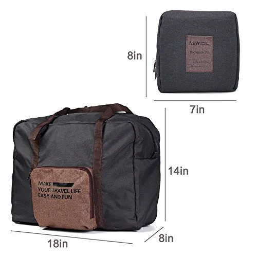 Foldable Lightweight Nylon Duffel Luggage Bag Tote For Travel Gym 4 Colors (Steel Grey)