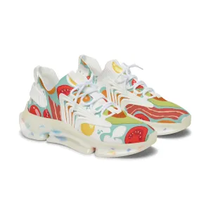 Fried Breakfast Eggs and Bacon Women's Mesh Sneakers