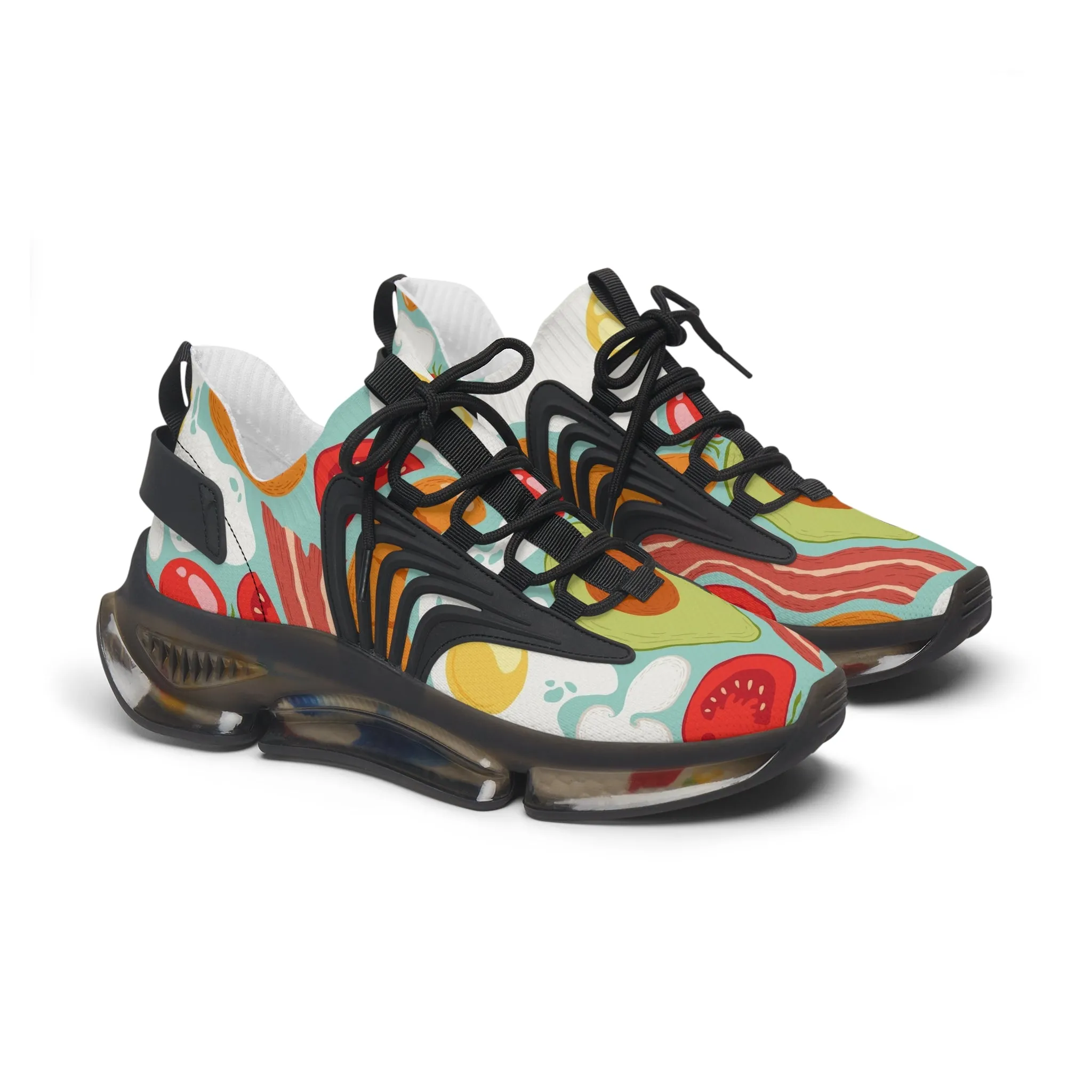 Fried Breakfast Eggs and Bacon Women's Mesh Sneakers