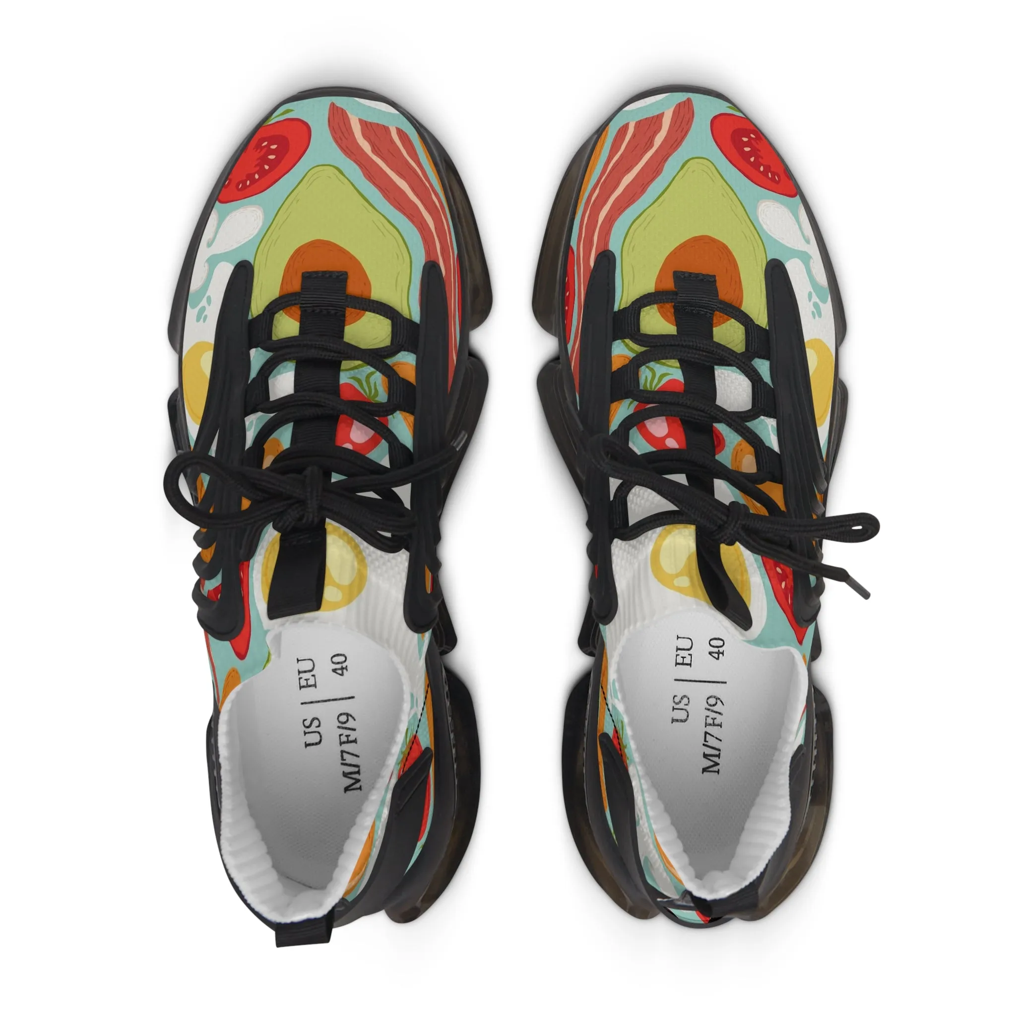 Fried Breakfast Eggs and Bacon Women's Mesh Sneakers
