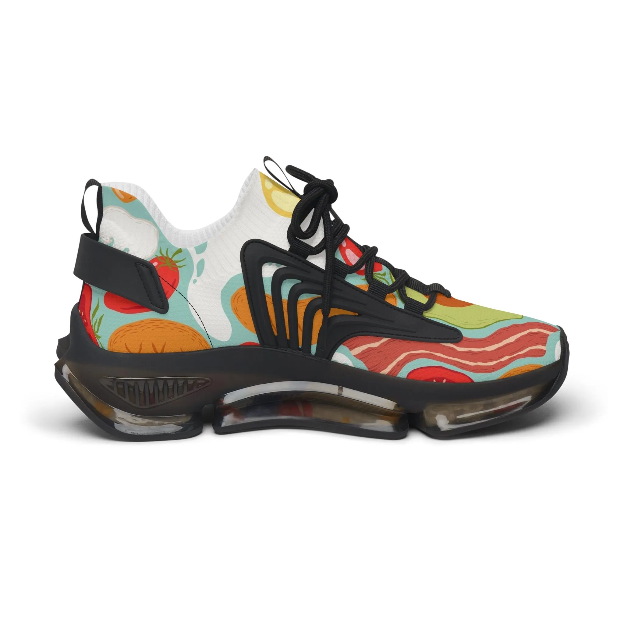 Fried Breakfast Eggs and Bacon Women's Mesh Sneakers