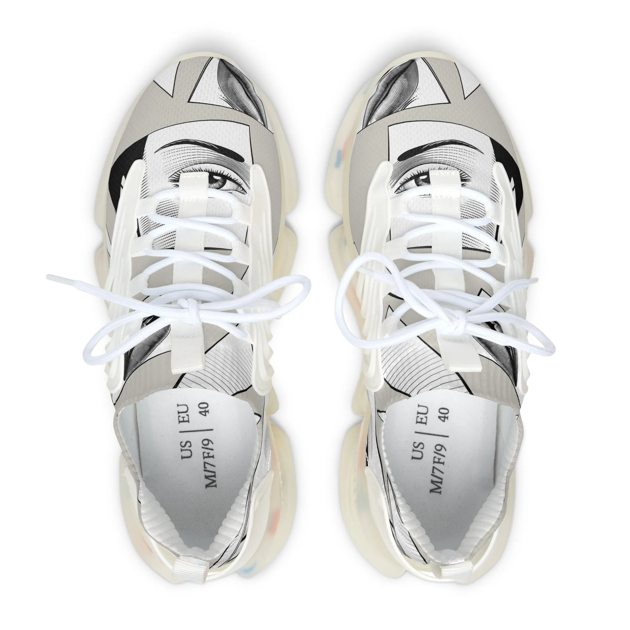 Girl Eyeball Mirror Women's Mesh Sneakers