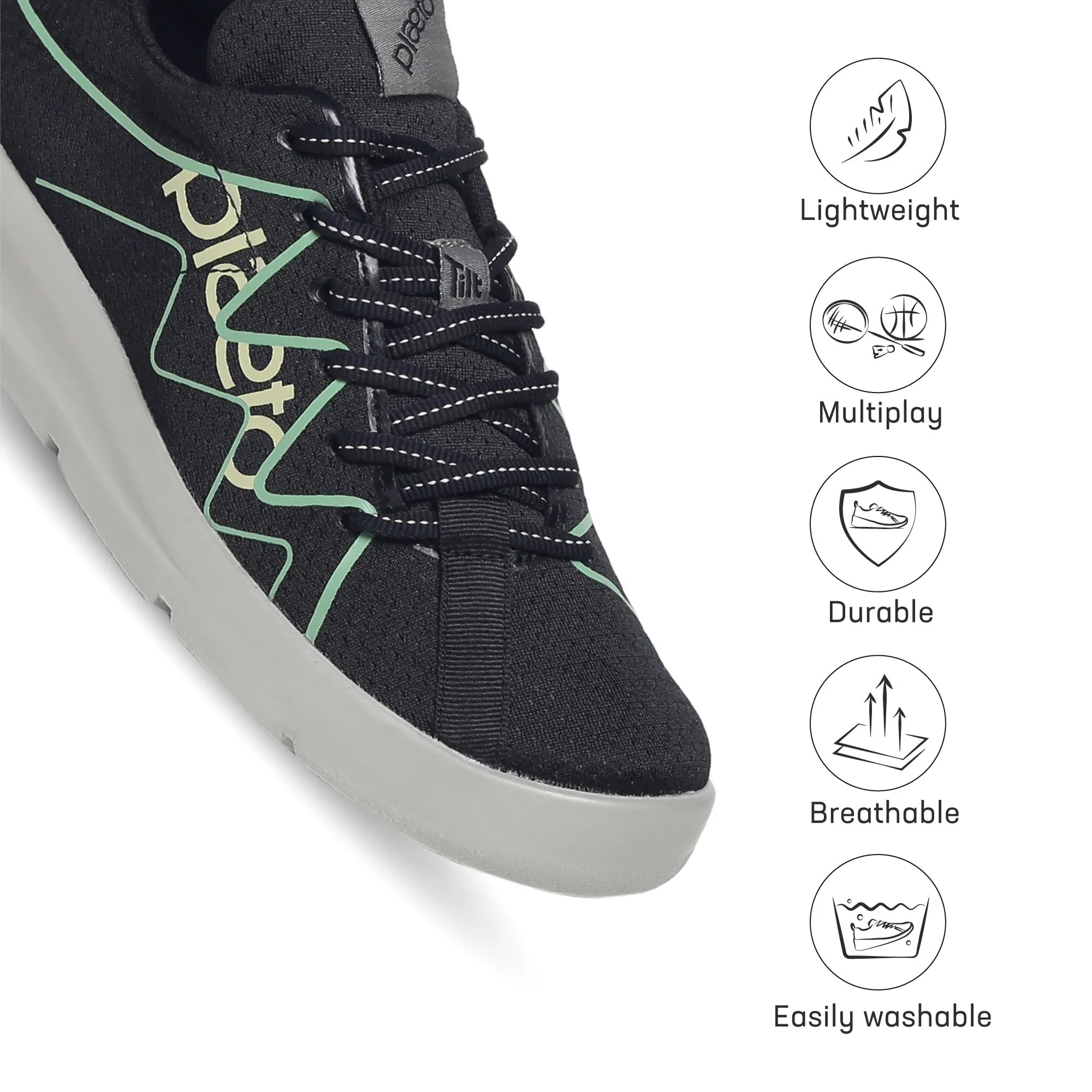 Gully Men's Sports Shoes - Black / Mint