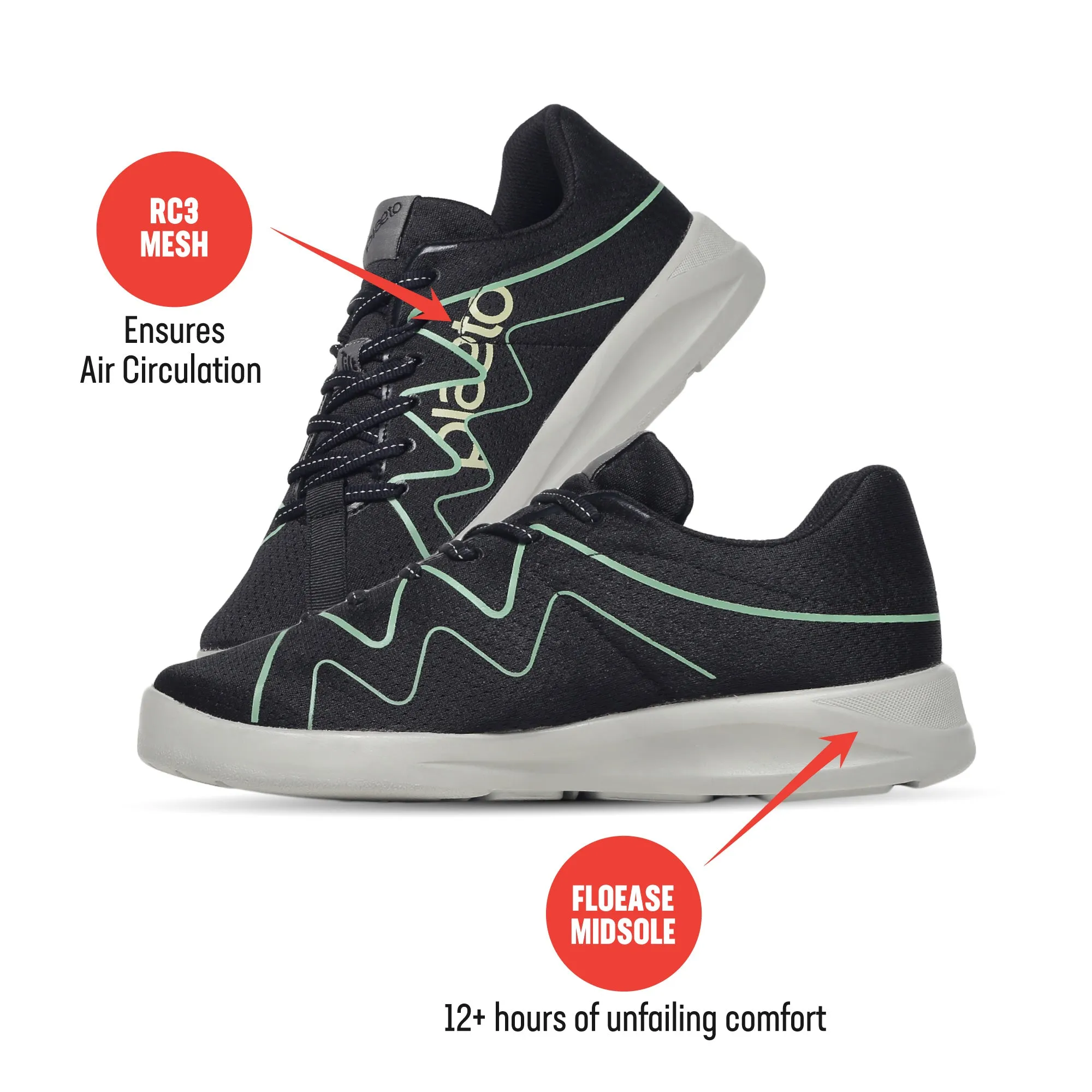 Gully Men's Sports Shoes - Black / Mint