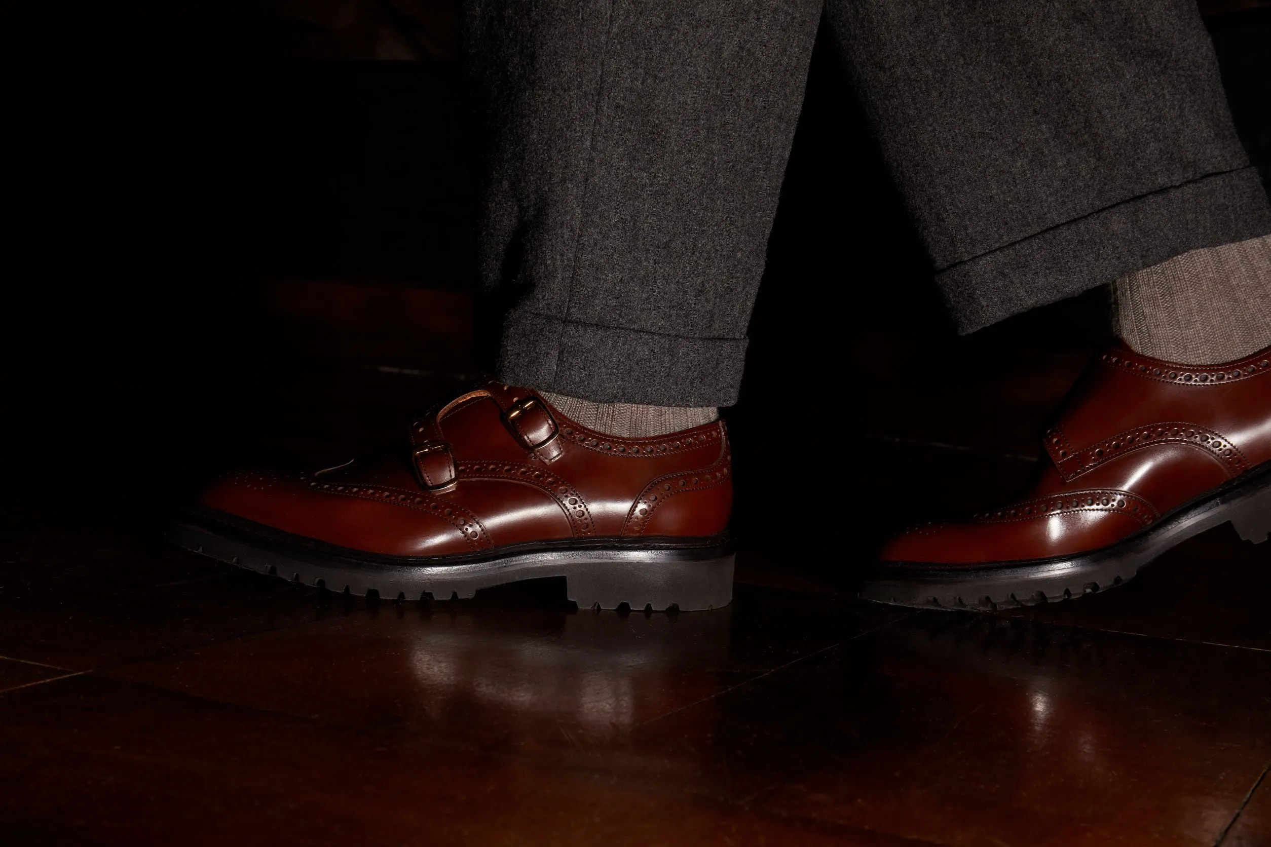 Hazelnut Virginia Double Monk shoes