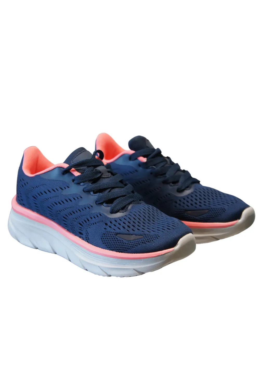 IVACHY Women's Trainers Ladies Sneakers Memory Foam Running Trainers Gym Workout Fitness Athletic Shock Absorbing Comfy Shoes 7-7658C1-MARINO/SALMON