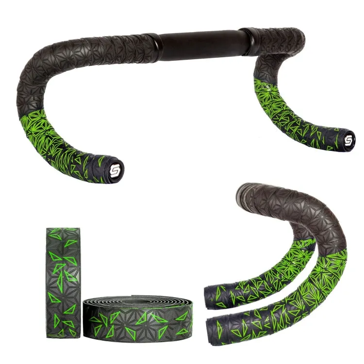 JH085 Chrysanthemum Pattern Shock Absorption Gradient Color Bicycle Handlebar(Black Bottom White Print)