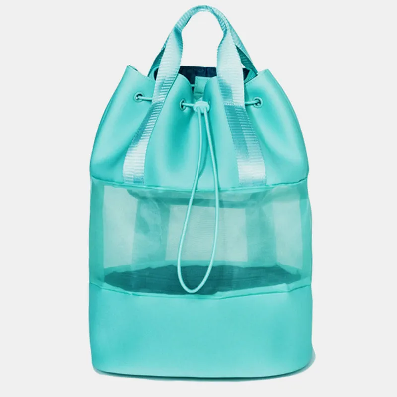 Lightweight Fashion Mesh Backpack Beach Gym Neoprene Drawstring Handbag