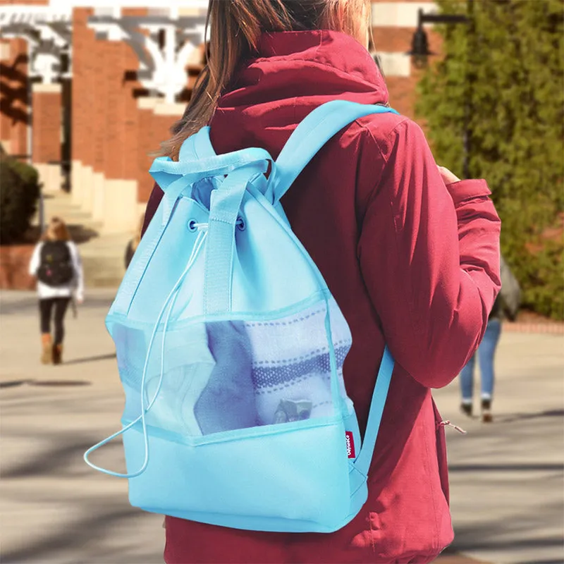 Lightweight Fashion Mesh Backpack Beach Gym Neoprene Drawstring Handbag
