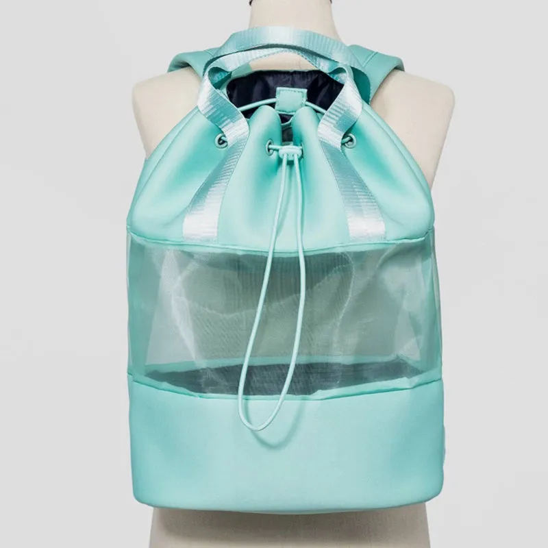 Lightweight Fashion Mesh Backpack Beach Gym Neoprene Drawstring Handbag