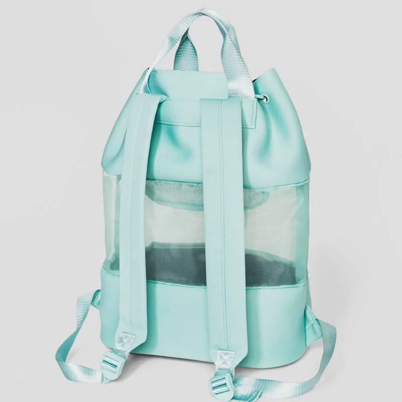 Lightweight Fashion Mesh Backpack Beach Gym Neoprene Drawstring Handbag