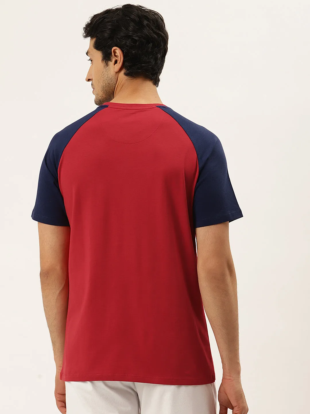 Mens Cotton Rich Lycra Graphic Raglan Half Sleeve Crew Neck T-Shirts