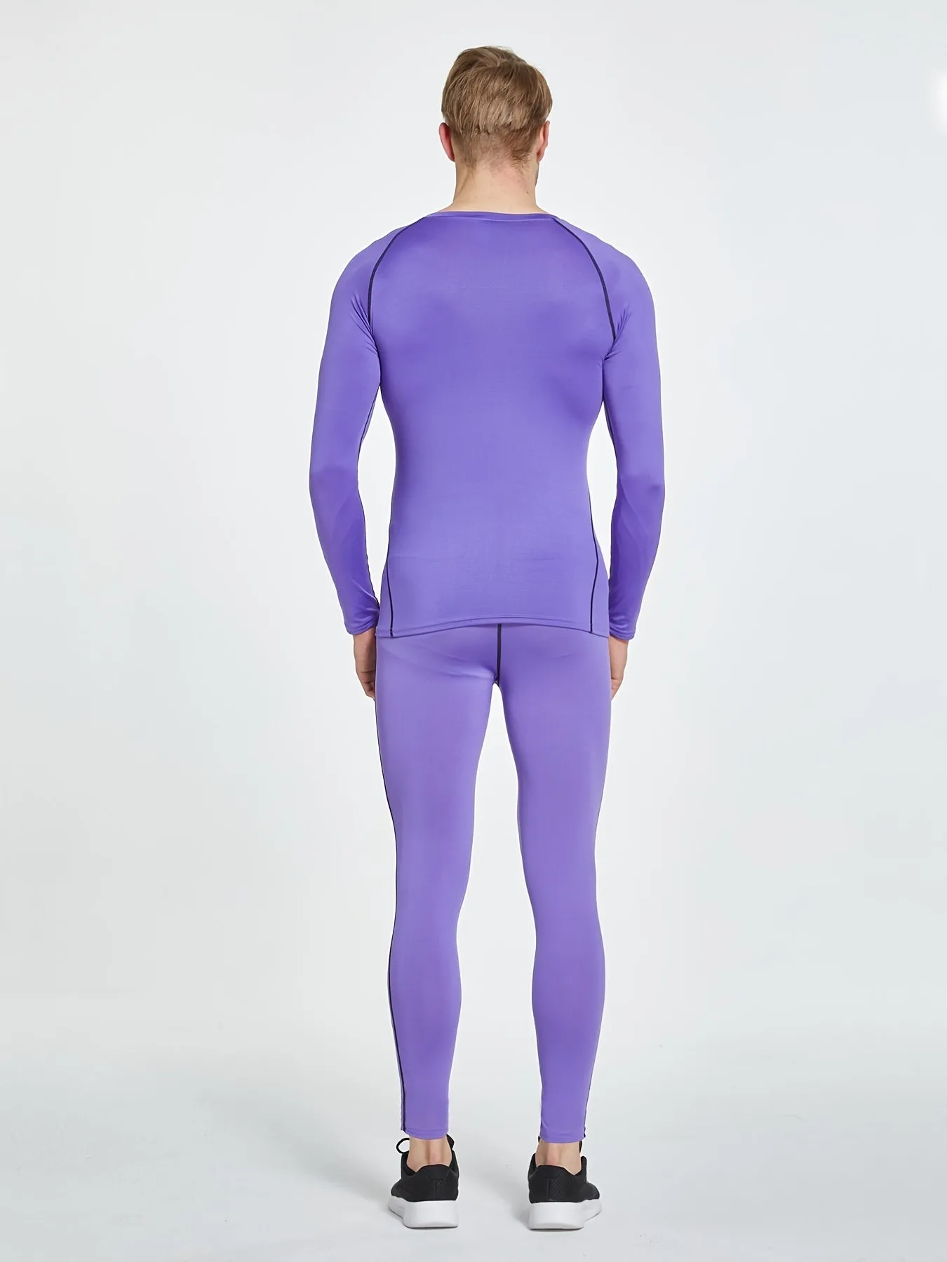 Mens Purple High-Performance Compression Shirt - Quick-Dry, Long Sleeve Workout Top with Moisture-Wicking Technology for Intense Gym, Running & Training - Ergonomic Fit for All-Day Comfort
