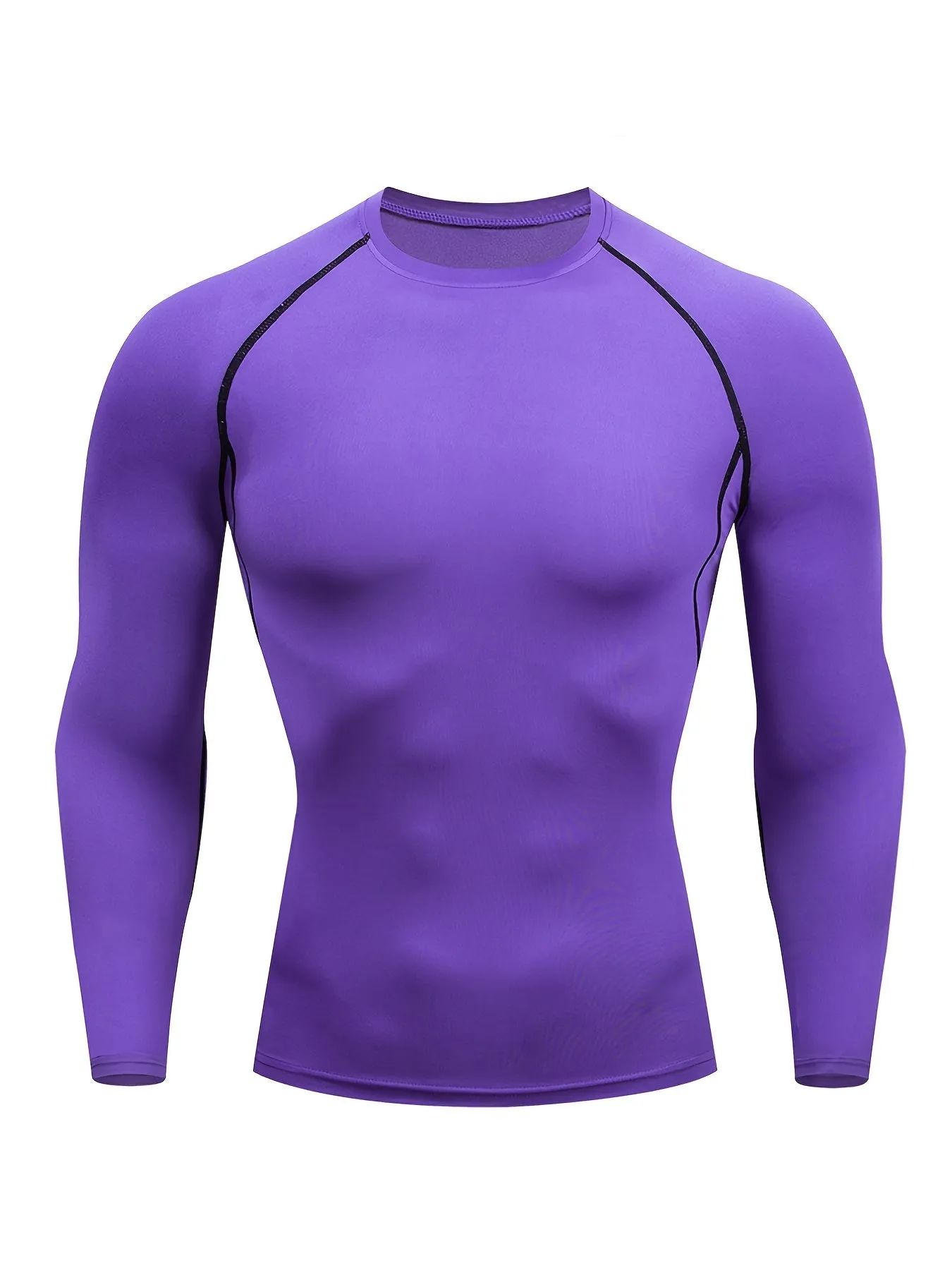 Mens Purple High-Performance Compression Shirt - Quick-Dry, Long Sleeve Workout Top with Moisture-Wicking Technology for Intense Gym, Running & Training - Ergonomic Fit for All-Day Comfort
